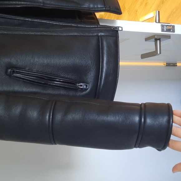 Like New Andrew Marc Faux Shearling Leather Moto Jacket - Picture 9 of 11